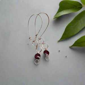 Handmade Dainty Sterling Silver and Amethyst Purple Dangle Earrings